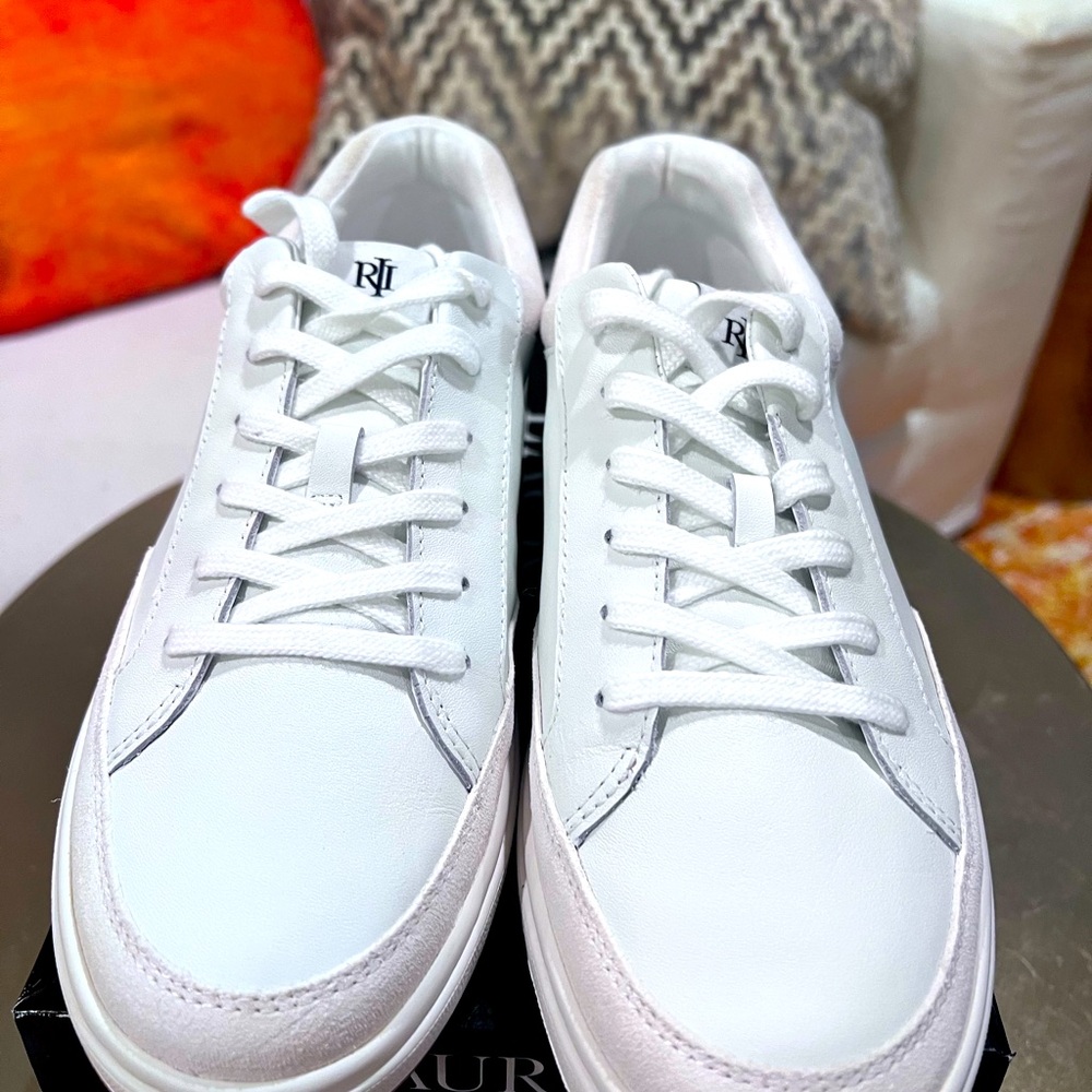 Ralph Lauren Sneakers Women's Size 9 - Hailey in White Leather/Suede